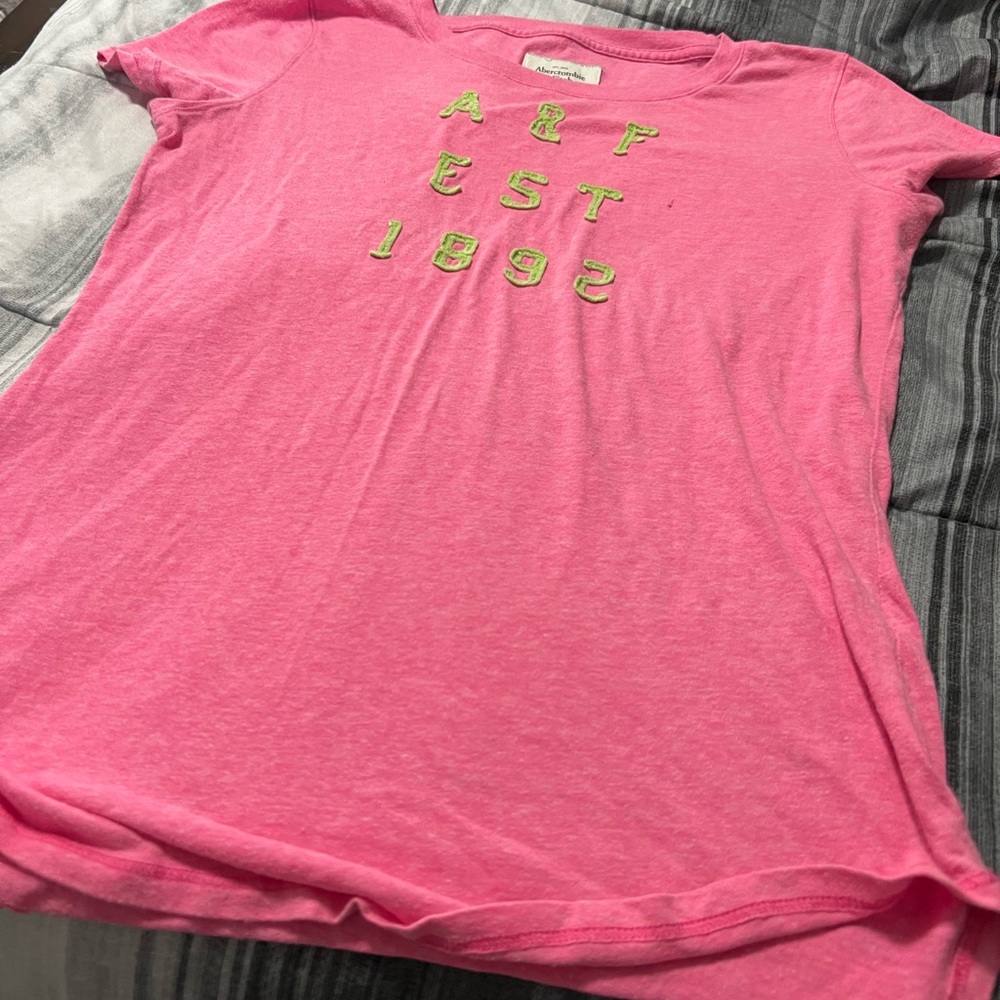 Abercrombie & Fitch Pink Tee with Green Accents